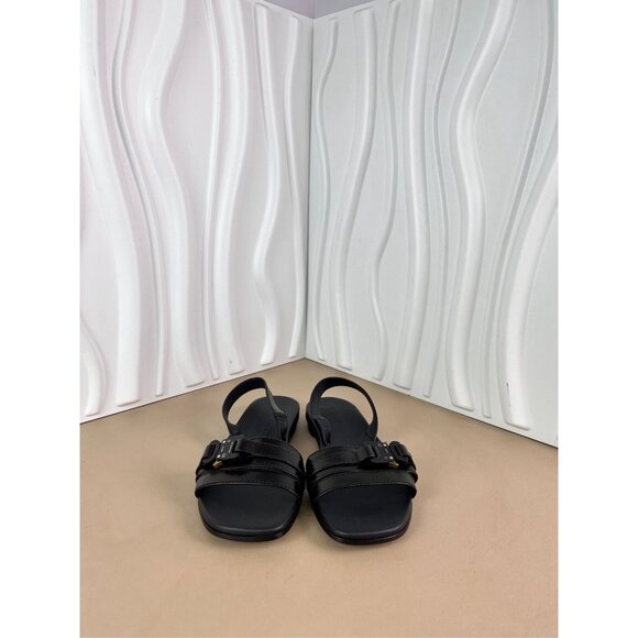 1017 Alyx 9SM Black Flat Sandals With Buckle Square Toe Vero Cuoio Womens - Picture 8 of 9